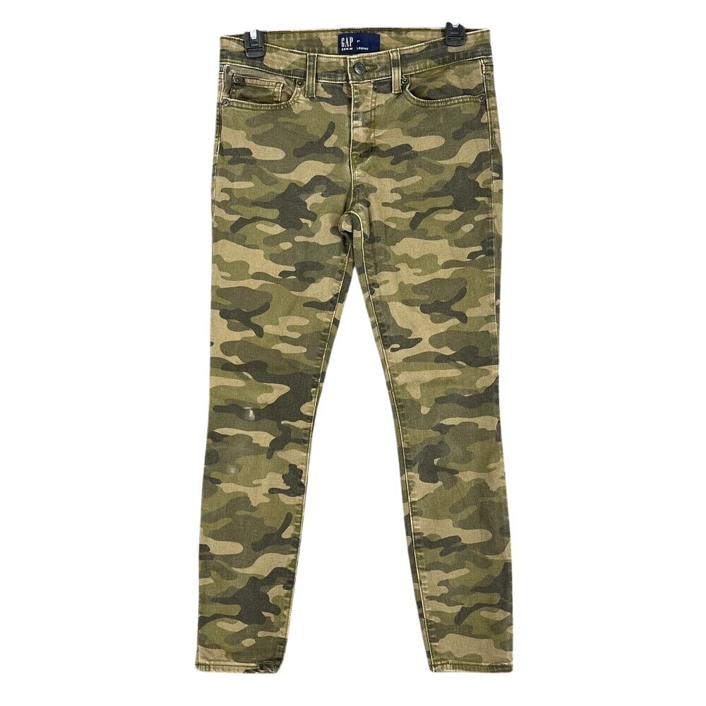 GAP Womens Camo Legging Ankle Pants 27‎ Green Stretch Casual Woodland Streetwear